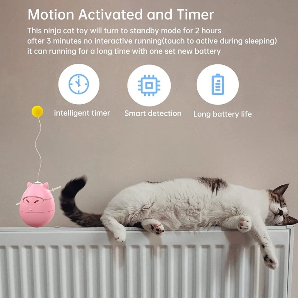Automatic Interactive Touch Motion Activated Ninja Timing Rotating Ball Cat Toy